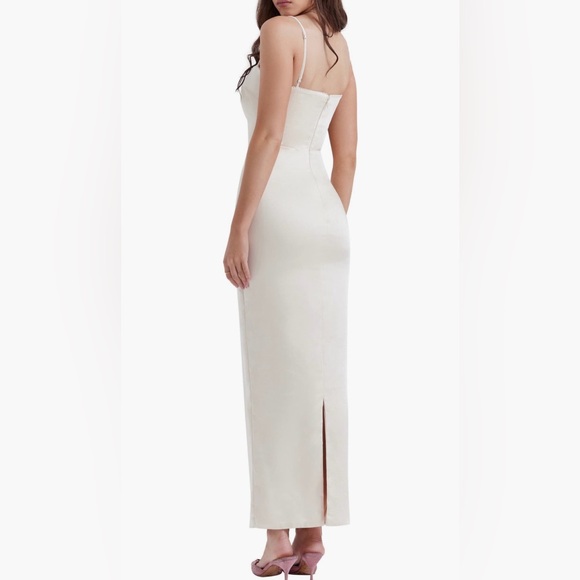 House of CB Costanza Satin Maxi Dress - Vintage Cream Medium - Picture 2 of 2